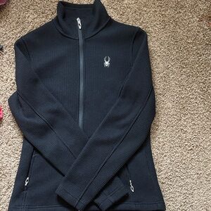 Spyder Black Ribbed Full-Zip Jacket